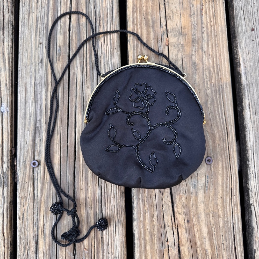 Vintage 60s Genie Floral Beaded Evening Bag Purse